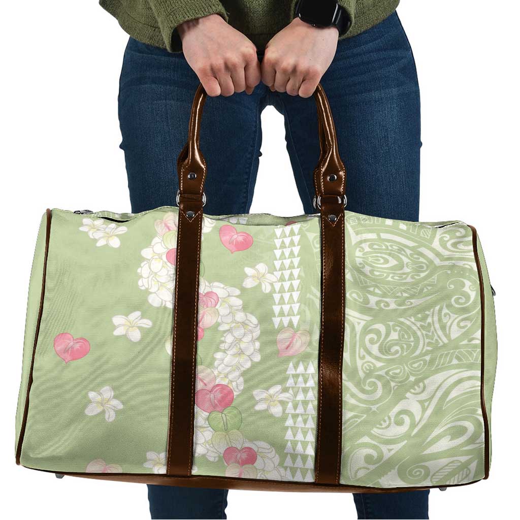 Leaf Green Hawaii Anthurium Plumeria Lei Travel Bag LT9 Green - Polynesian Pride