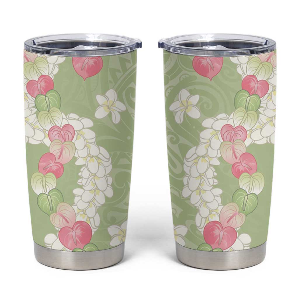 Leaf Green Hawaii Anthurium Plumeria Lei Tumbler Cup