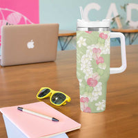 Leaf Green Hawaii Anthurium Plumeria Lei Tumbler With Handle