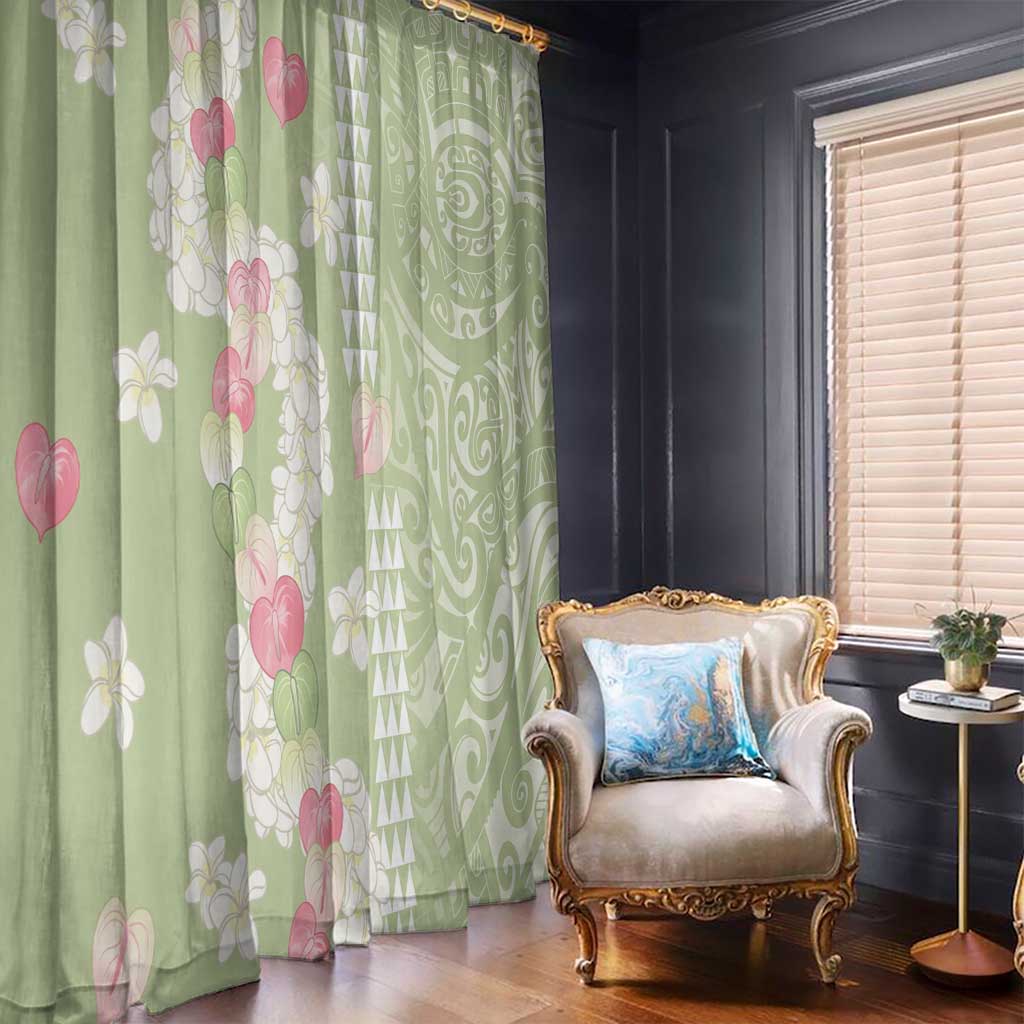 Leaf Green Hawaii Anthurium Plumeria Lei Window Curtain LT9 - Polynesian Pride