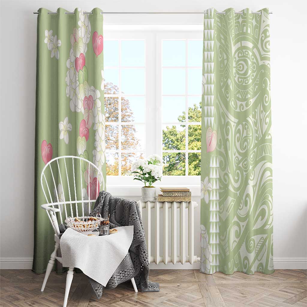 Leaf Green Hawaii Anthurium Plumeria Lei Window Curtain LT9 - Polynesian Pride