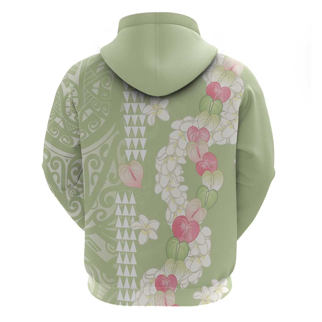Leaf Green Hawaii Anthurium Plumeria Lei Zip Hoodie