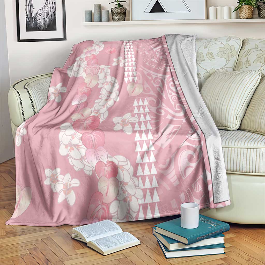 Soft Pink Hawaii Anthurium Plumeria Lei Blanket