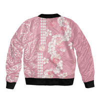 Soft Pink Hawaii Anthurium Plumeria Lei Bomber Jacket