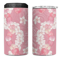 Soft Pink Hawaii Anthurium Plumeria Lei 4 in 1 Can Cooler Tumbler