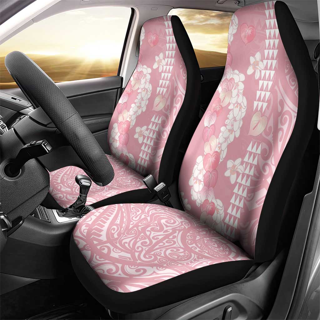 Soft Pink Hawaii Anthurium Plumeria Lei Car Seat Cover LT9 - Polynesian Pride