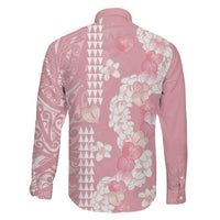 Soft Pink Hawaii Anthurium Plumeria Lei Family Matching Mermaid Dress and Hawaiian Shirt