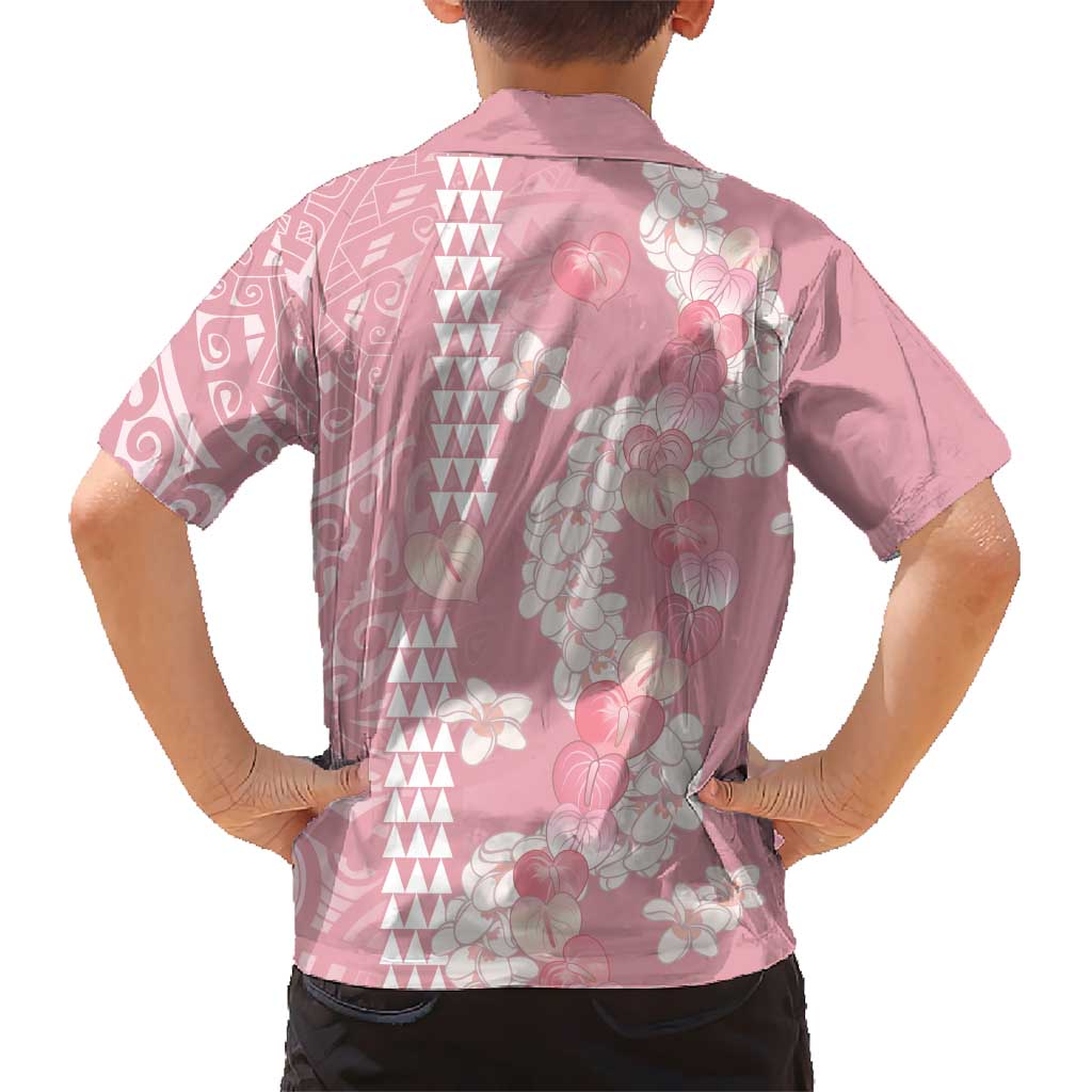 Soft Pink Hawaii Anthurium Plumeria Lei Family Matching Puletasi and Hawaiian Shirt LT9 - Polynesian Pride
