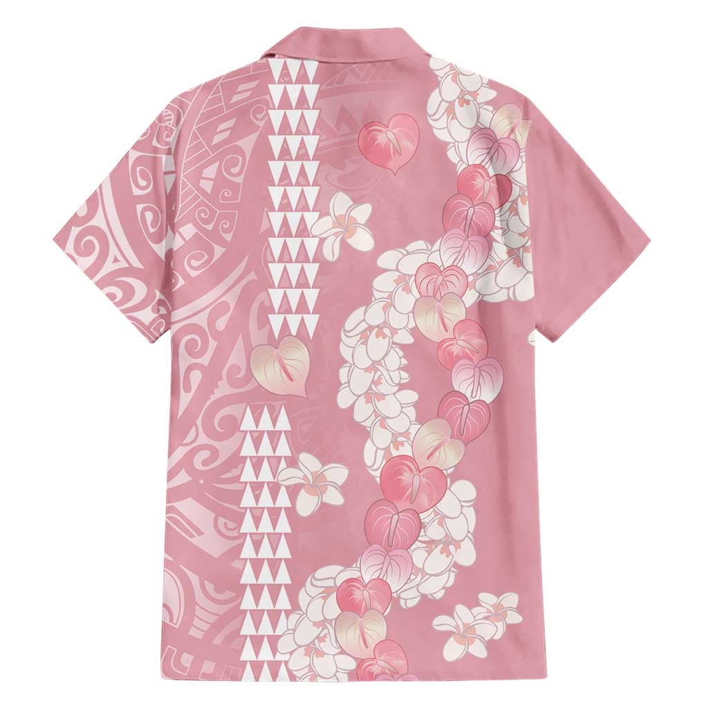 Soft Pink Hawaii Anthurium Plumeria Lei Family Matching Puletasi and Hawaiian Shirt LT9 - Polynesian Pride