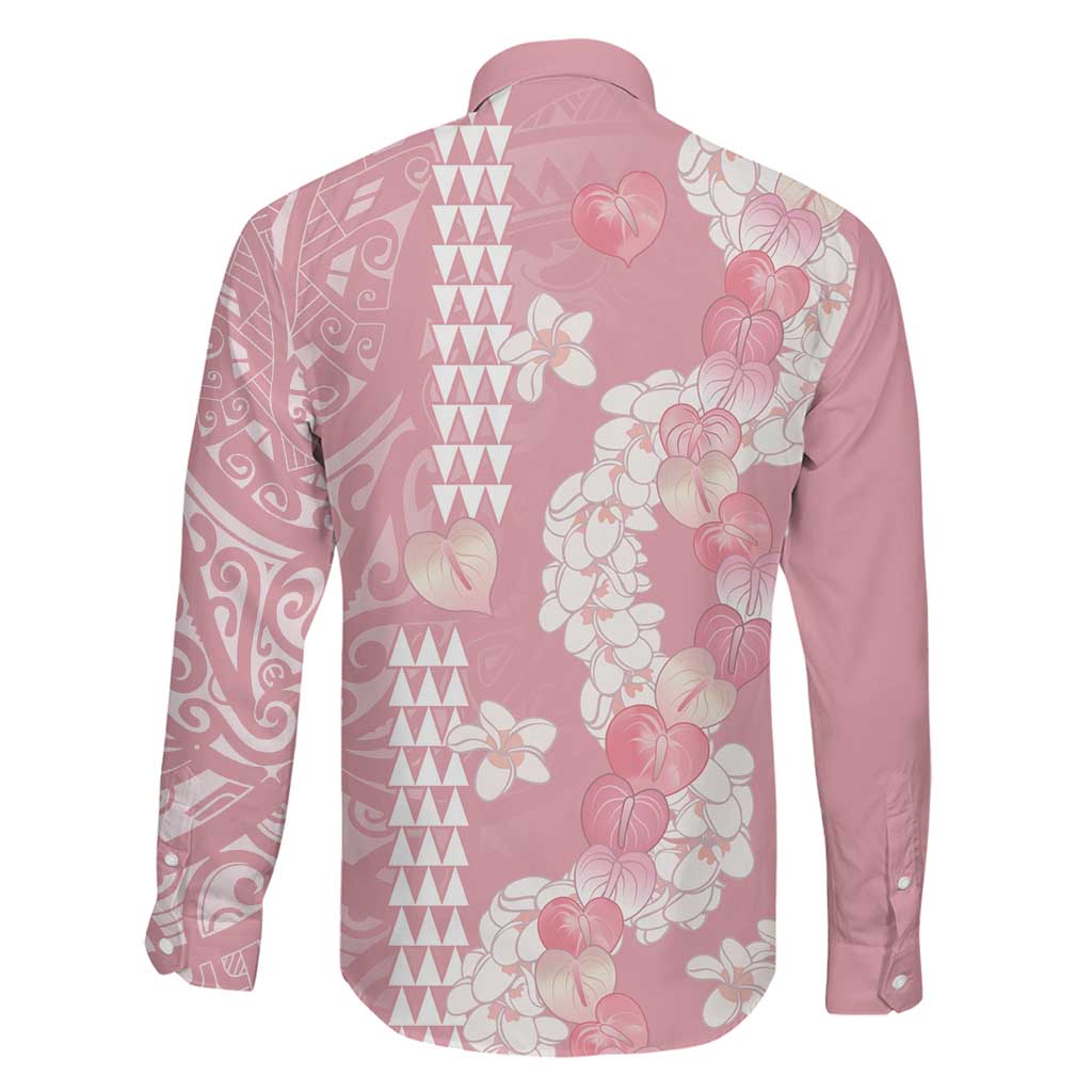 Soft Pink Hawaii Anthurium Plumeria Lei Family Matching Puletasi and Hawaiian Shirt LT9 - Polynesian Pride
