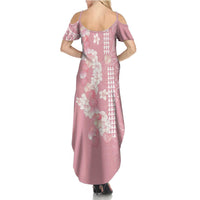 Soft Pink Hawaii Anthurium Plumeria Lei Family Matching Summer Maxi Dress and Hawaiian Shirt