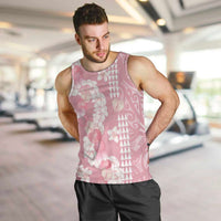Soft Pink Hawaii Anthurium Plumeria Lei Men Tank Top
