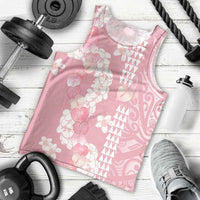 Soft Pink Hawaii Anthurium Plumeria Lei Men Tank Top