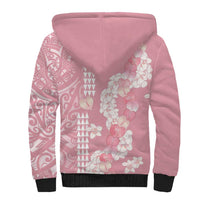 Soft Pink Hawaii Anthurium Plumeria Lei Sherpa Hoodie