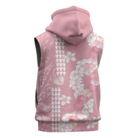 Soft Pink Hawaii Anthurium Plumeria Lei Sleeveless Zip Hoodie