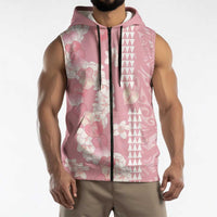 Soft Pink Hawaii Anthurium Plumeria Lei Sleeveless Zip Hoodie
