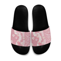 Soft Pink Hawaii Anthurium Plumeria Lei Slide Sandals