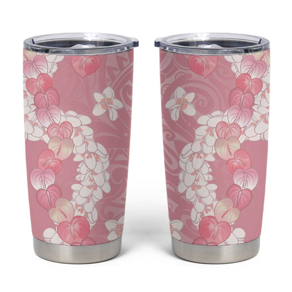 Soft Pink Hawaii Anthurium Plumeria Lei Tumbler Cup