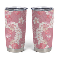 Soft Pink Hawaii Anthurium Plumeria Lei Tumbler Cup