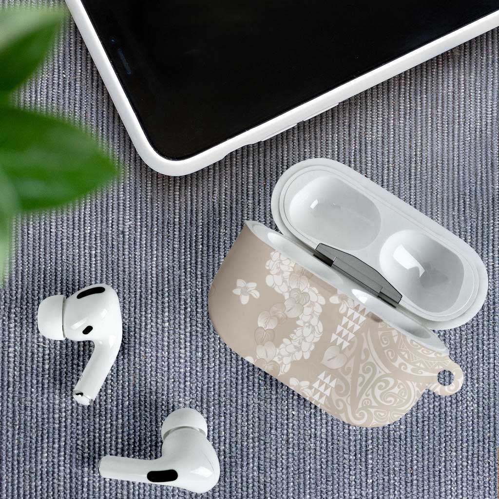 Suede Beige Hawaii Anthurium Plumeria Lei AirPods Case