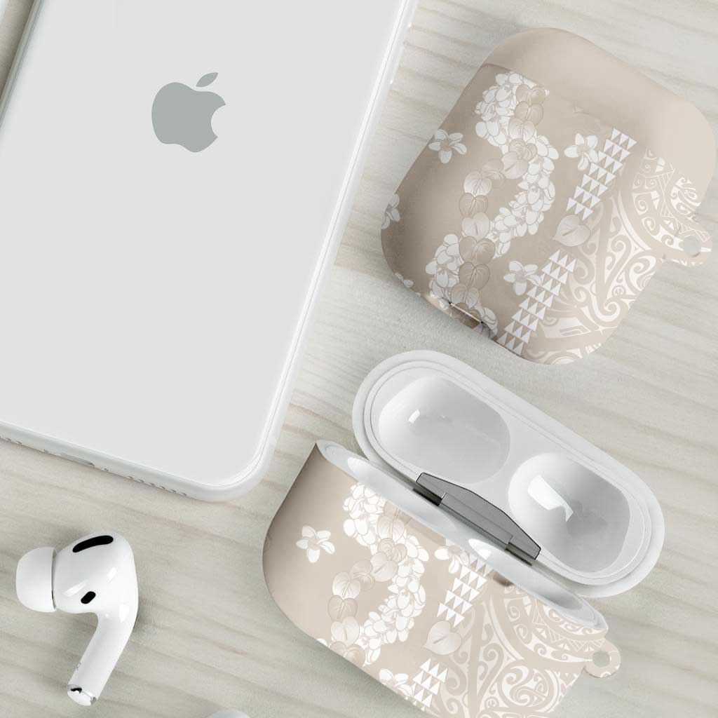 Suede Beige Hawaii Anthurium Plumeria Lei AirPods Case
