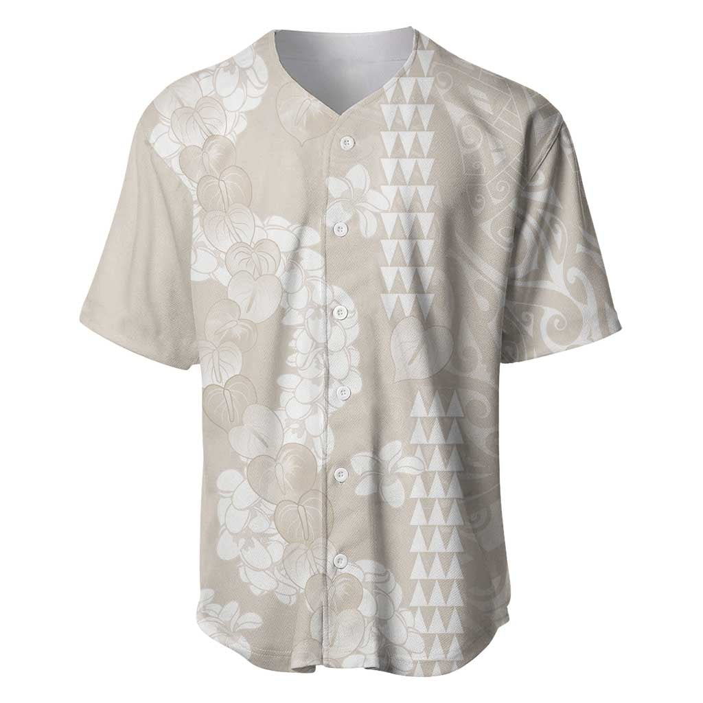 Suede Beige Hawaii Anthurium Plumeria Lei Baseball Jersey