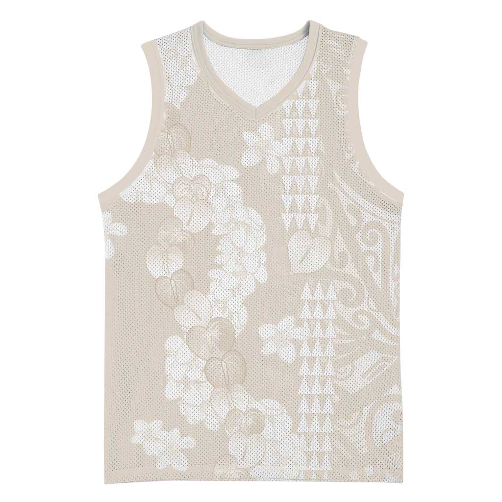Suede Beige Hawaii Anthurium Plumeria Lei Basketball Jersey LT9 Unisex Beige - Polynesian Pride