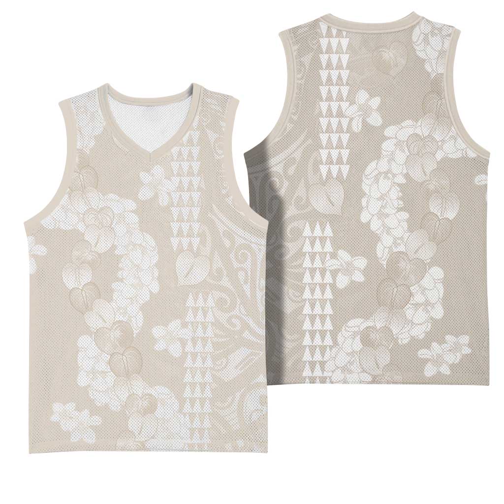 Suede Beige Hawaii Anthurium Plumeria Lei Basketball Jersey LT9 - Polynesian Pride