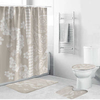 Suede Beige Hawaii Anthurium Plumeria Lei Bathroom Set