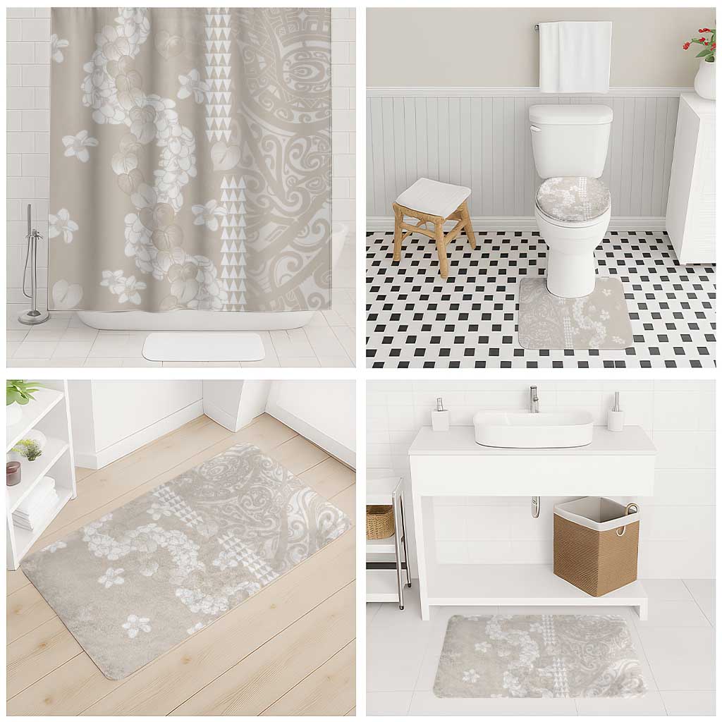 Suede Beige Hawaii Anthurium Plumeria Lei Bathroom Set