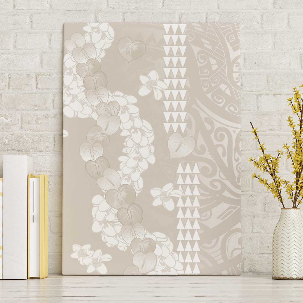 Suede Beige Hawaii Anthurium Plumeria Lei Canvas Wall Art