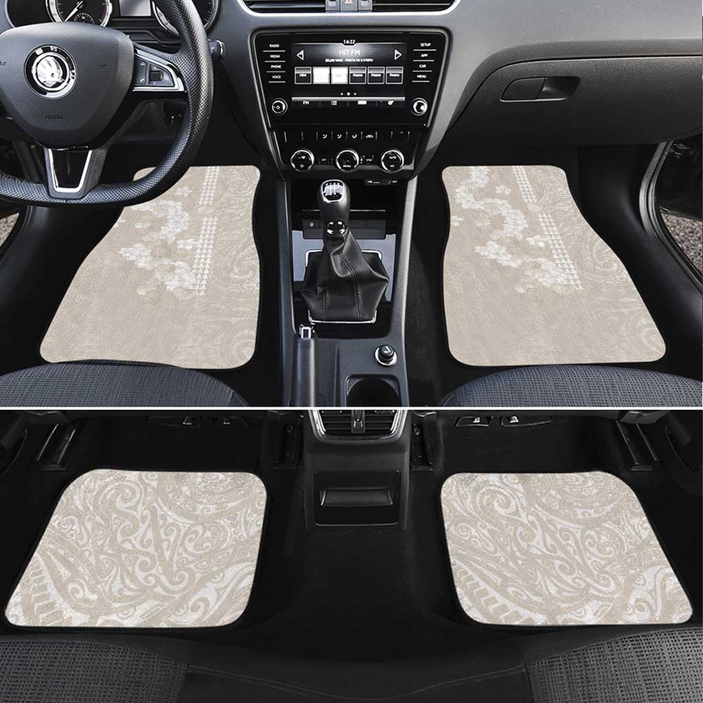 Suede Beige Hawaii Anthurium Plumeria Lei Car Mats LT9 Set 4pcs Beige - Polynesian Pride