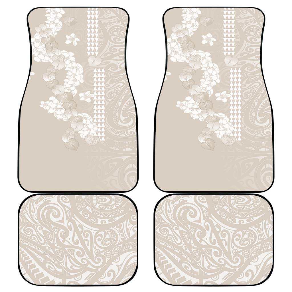 Suede Beige Hawaii Anthurium Plumeria Lei Car Mats LT9 - Polynesian Pride