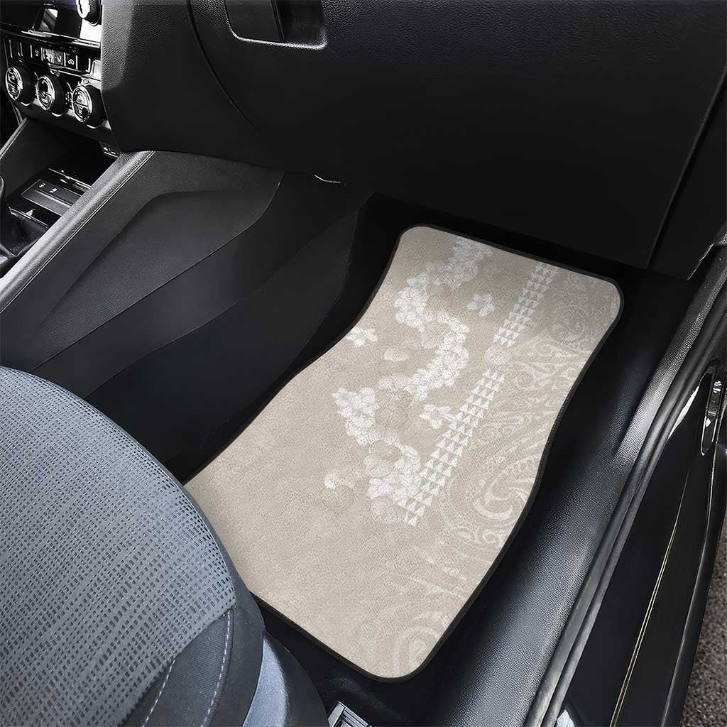Suede Beige Hawaii Anthurium Plumeria Lei Car Mats LT9 - Polynesian Pride