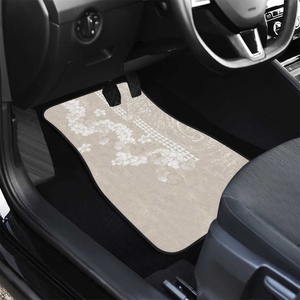 Suede Beige Hawaii Anthurium Plumeria Lei Car Mats LT9 - Polynesian Pride