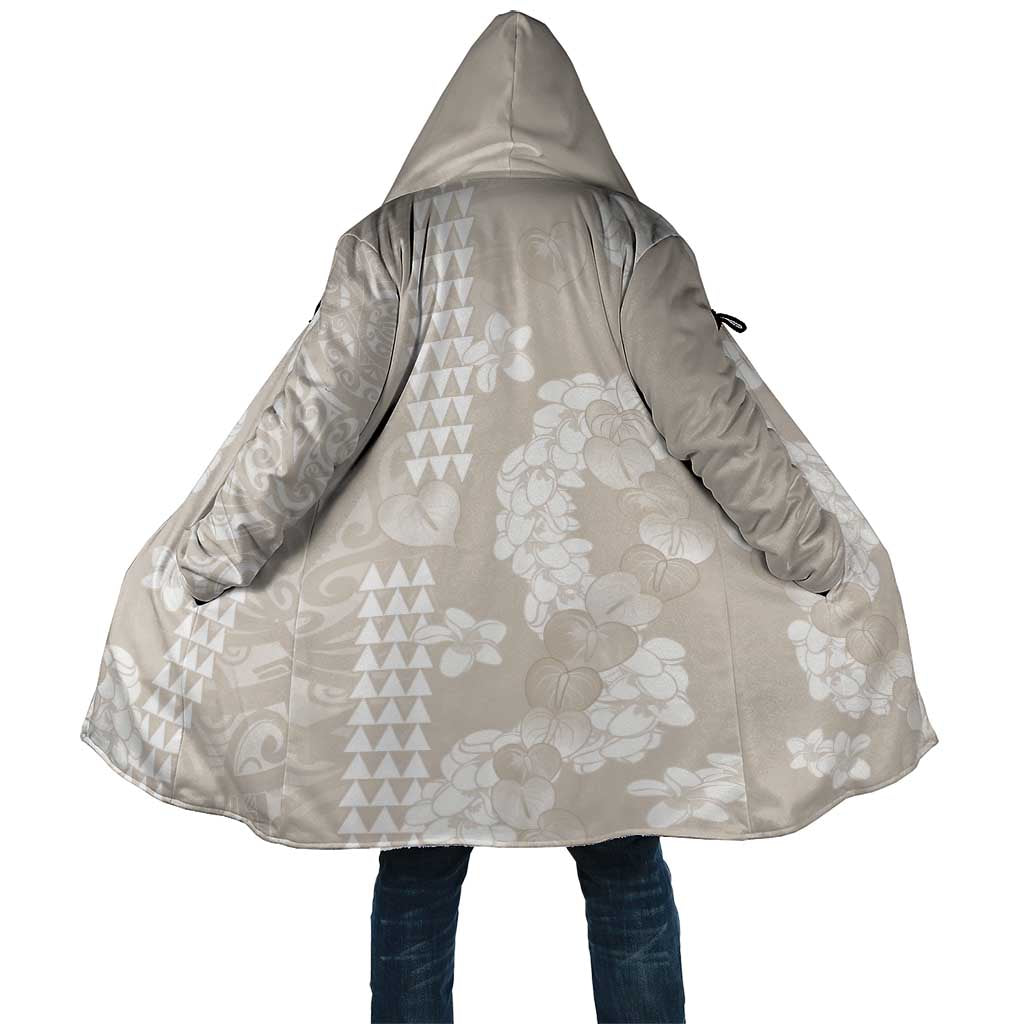 Suede Beige Hawaii Anthurium Plumeria Lei Cloak