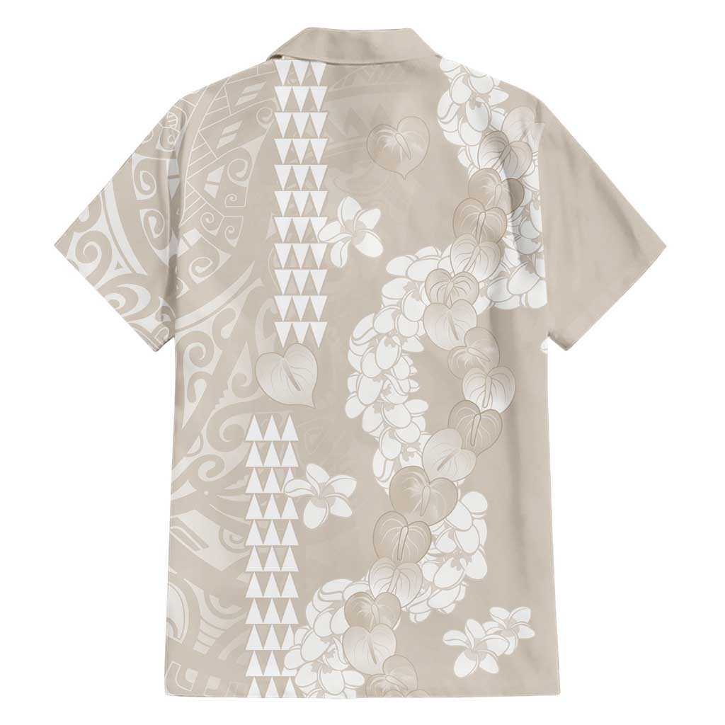 Suede Beige Hawaii Anthurium Plumeria Lei Family Matching Mermaid Dress and Hawaiian Shirt LT9 - Polynesian Pride