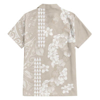 Suede Beige Hawaii Anthurium Plumeria Lei Family Matching Mermaid Dress and Hawaiian Shirt LT9 - Polynesian Pride