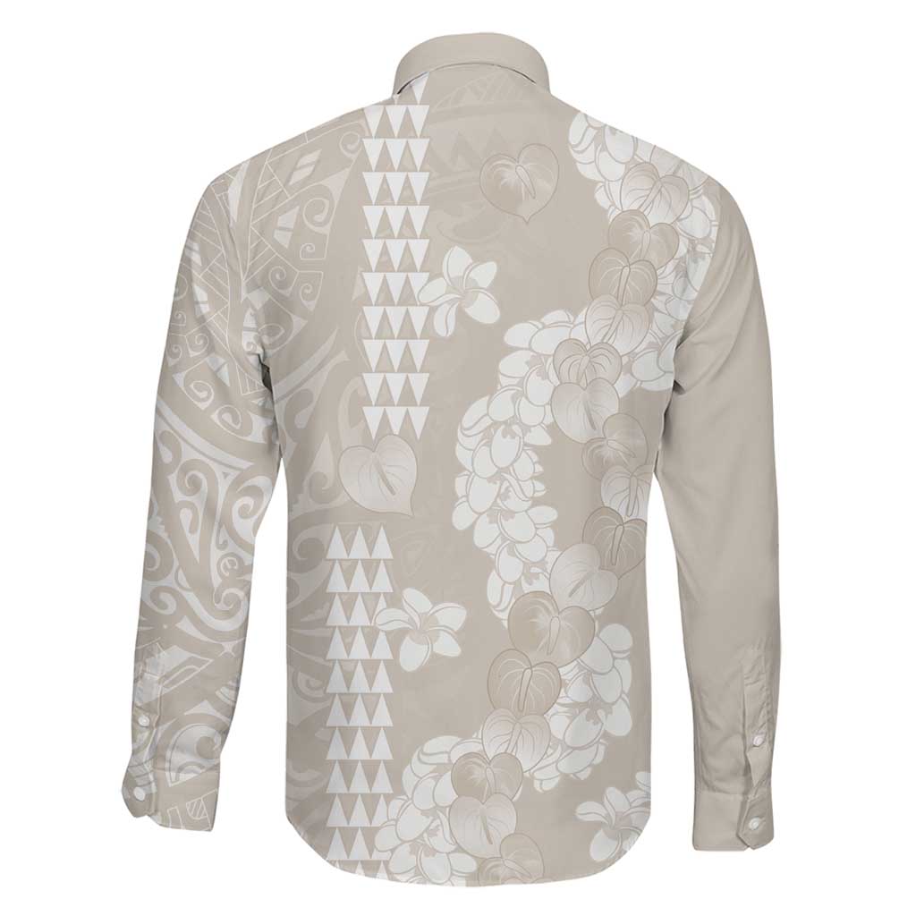 Suede Beige Hawaii Anthurium Plumeria Lei Family Matching Mermaid Dress and Hawaiian Shirt LT9 - Polynesian Pride