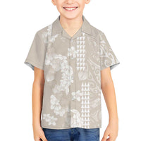 Suede Beige Hawaii Anthurium Plumeria Lei Family Matching Mermaid Dress and Hawaiian Shirt LT9 Son's Shirt Beige - Polynesian Pride