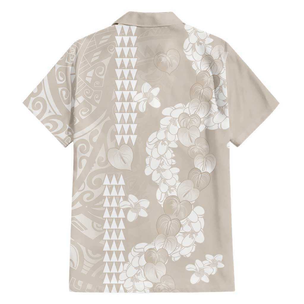 Suede Beige Hawaii Anthurium Plumeria Lei Family Matching Summer Maxi Dress and Hawaiian Shirt