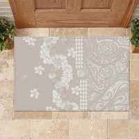 Suede Beige Hawaii Anthurium Plumeria Lei Rubber Doormat LT9 Beige - Polynesian Pride