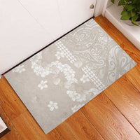 Suede Beige Hawaii Anthurium Plumeria Lei Rubber Doormat LT9 - Polynesian Pride