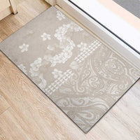 Suede Beige Hawaii Anthurium Plumeria Lei Rubber Doormat LT9 - Polynesian Pride
