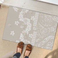 Suede Beige Hawaii Anthurium Plumeria Lei Rubber Doormat LT9 - Polynesian Pride