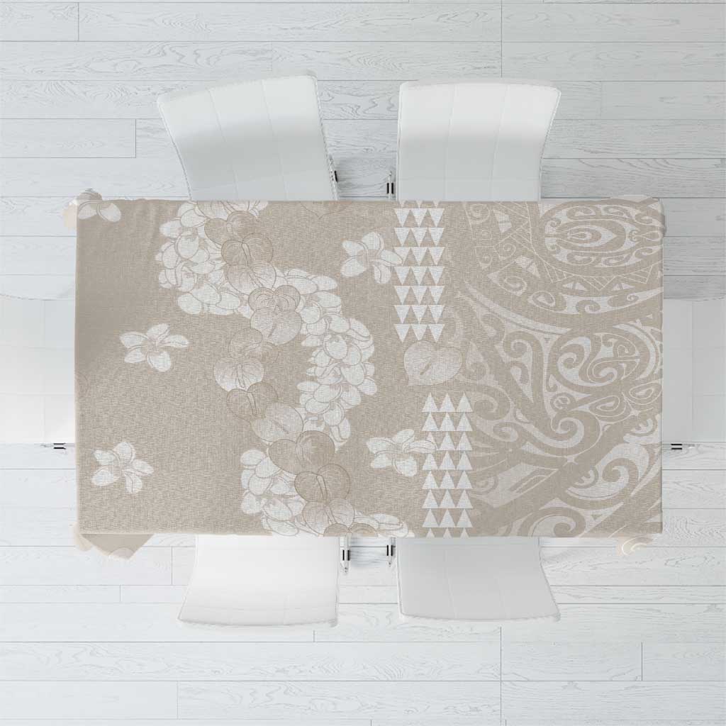 Suede Beige Hawaii Anthurium Plumeria Lei Tablecloth