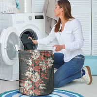 Hawaii Tartan With Hibiscus Laundry Basket Polynesian Pattern Vintage