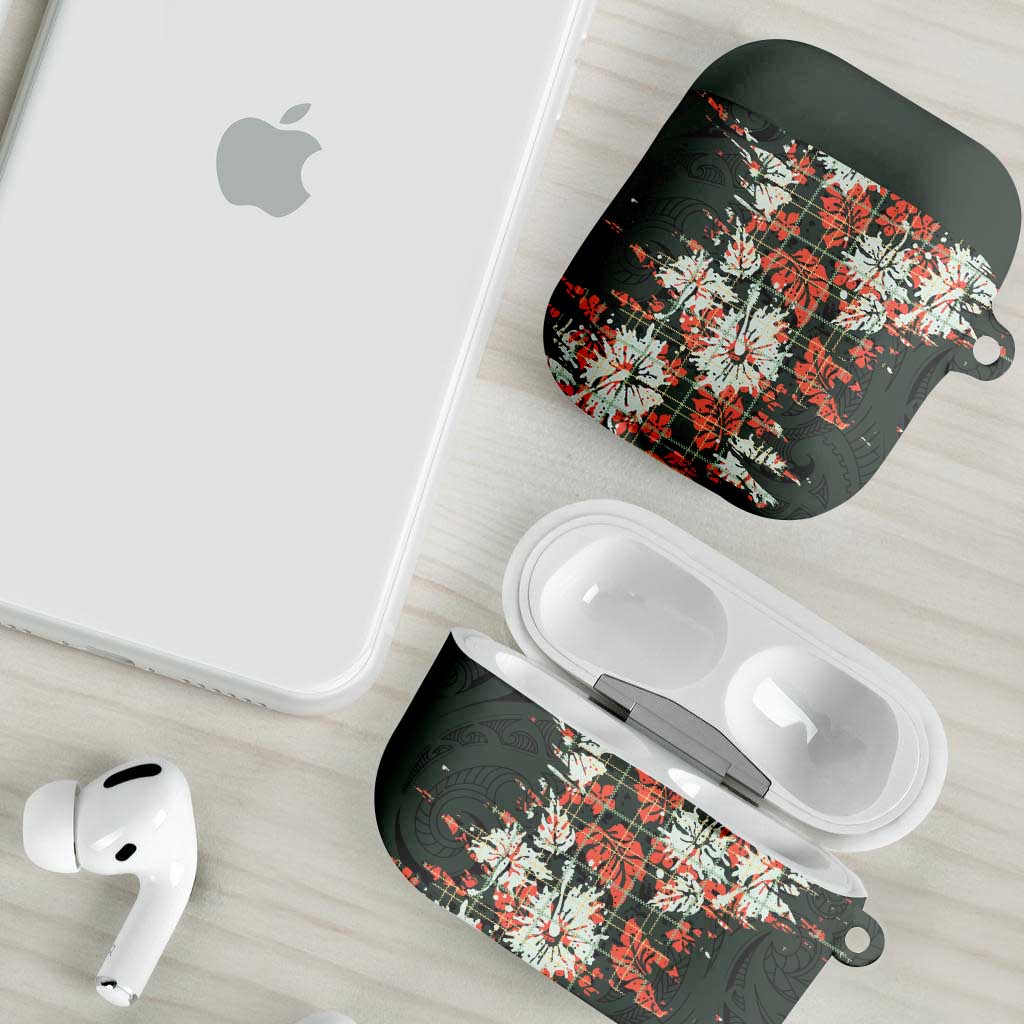 Hawaii Tartan With Hibiscus AirPods Case Polynesian Pattern Vintage