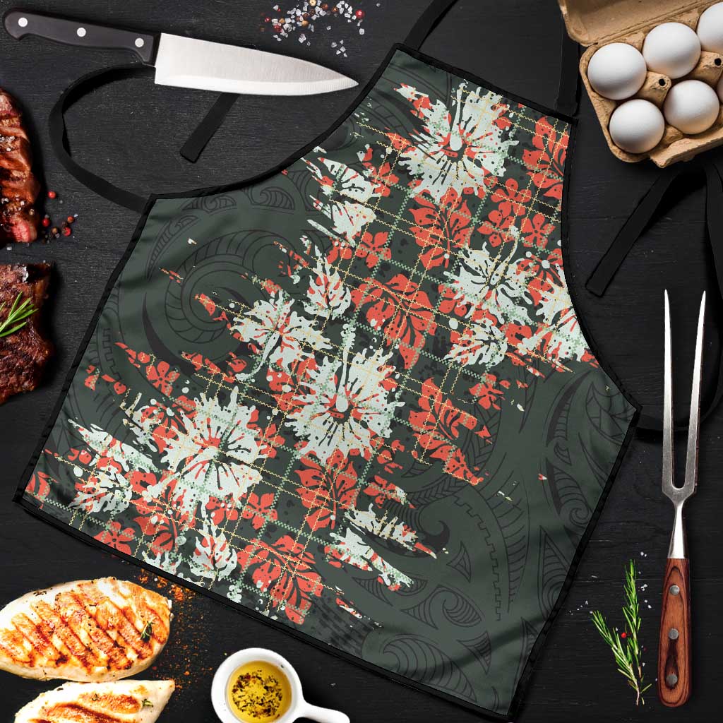 Hawaii Tartan With Hibiscus Apron Polynesian Pattern Vintage