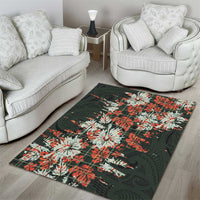 Hawaii Tartan With Hibiscus Area Rug Polynesian Pattern Vintage LT9 - Polynesian Pride